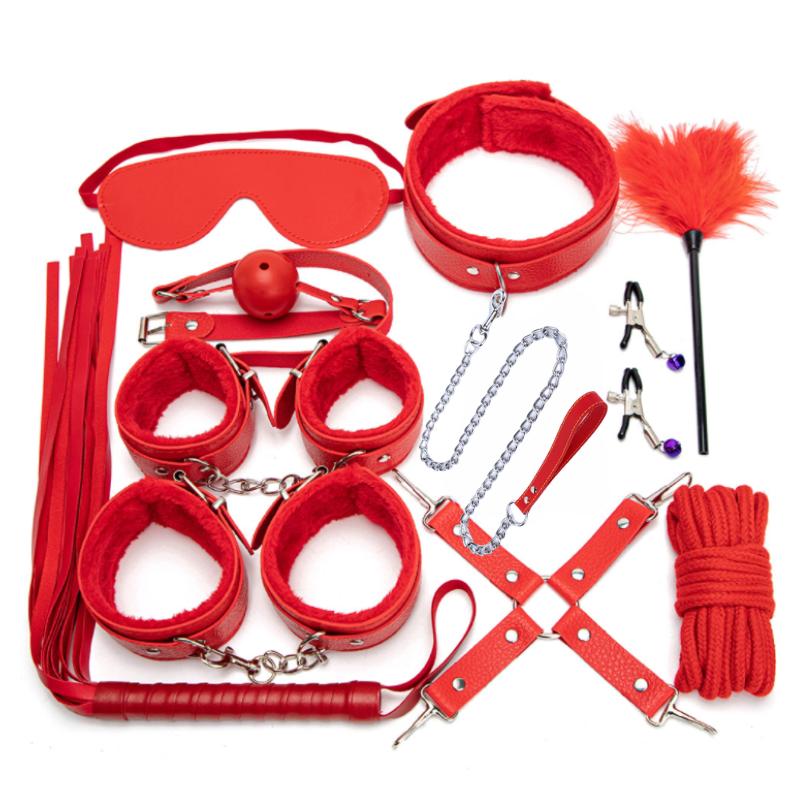 Buy beginners bondage set. 11 piece bondage set in black with chain leash and storage bag included. Brought to you by Eden's Temple Sex Shop Ireland.