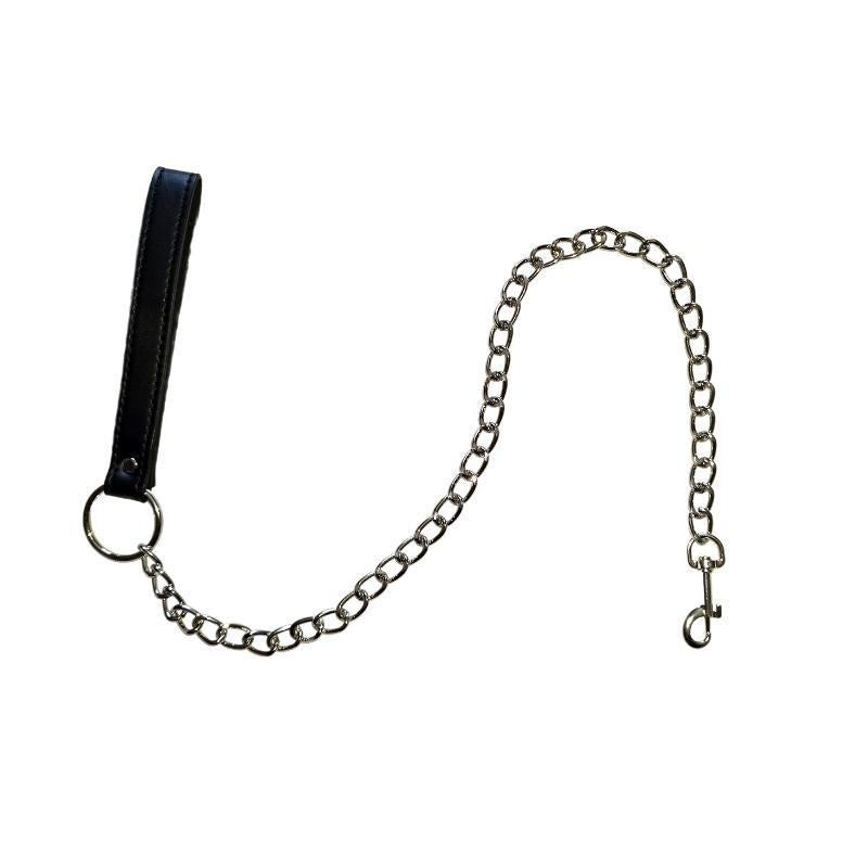 chain leash with p u leather handle from edens temple