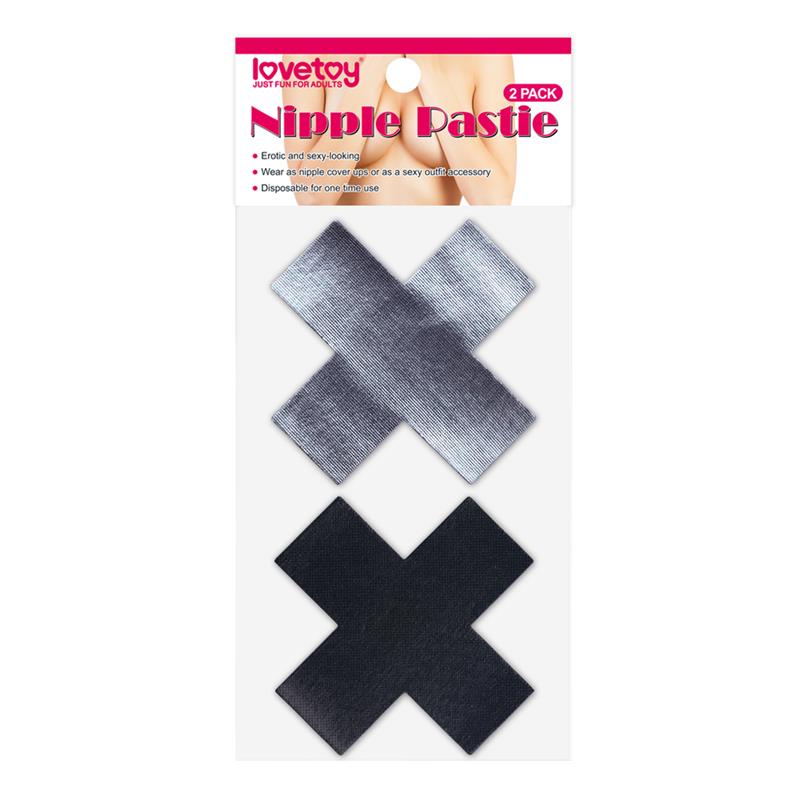 cross pattern nipple covers in black and silver. buy sex toys ireland