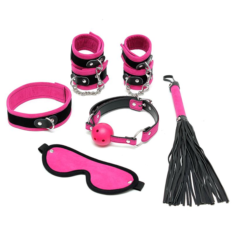 6 piece luxury bondage set, pink. Buy sex toys Ireland online.